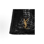 SAINT LAURENT YSL Oxalis modern style distressed straw woven single-shoulder bag for men, black